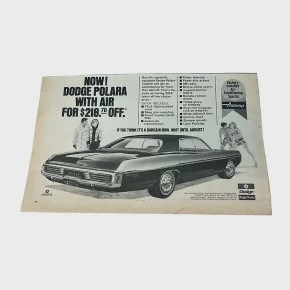 1970 Dodge Polara Original Vintage Print Ad